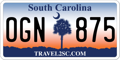 SC license plate OGN875