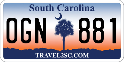 SC license plate OGN881