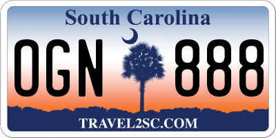 SC license plate OGN888