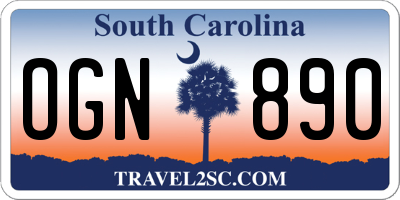 SC license plate OGN890