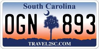 SC license plate OGN893