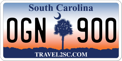 SC license plate OGN900