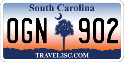SC license plate OGN902