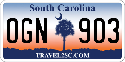 SC license plate OGN903