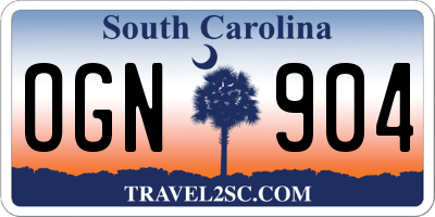 SC license plate OGN904
