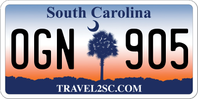 SC license plate OGN905