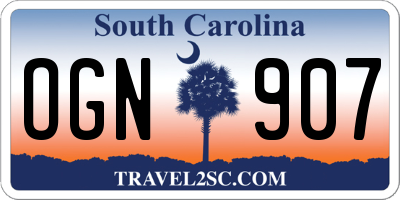 SC license plate OGN907
