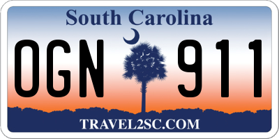 SC license plate OGN911