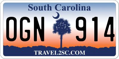 SC license plate OGN914
