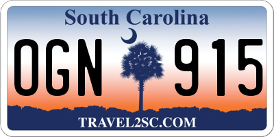 SC license plate OGN915