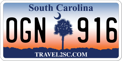 SC license plate OGN916