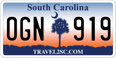 SC license plate OGN919