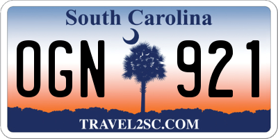 SC license plate OGN921