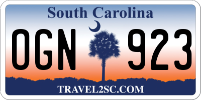 SC license plate OGN923