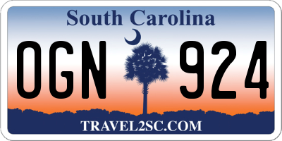 SC license plate OGN924