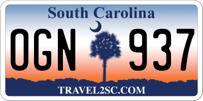 SC license plate OGN937