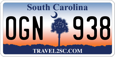 SC license plate OGN938