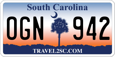 SC license plate OGN942