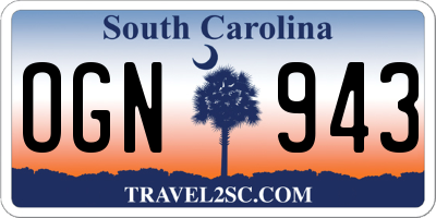 SC license plate OGN943