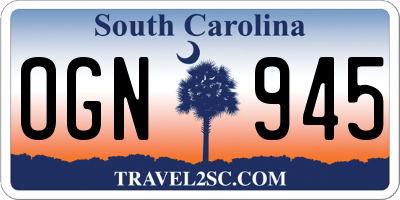 SC license plate OGN945