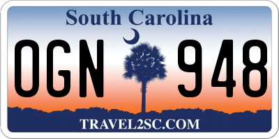 SC license plate OGN948