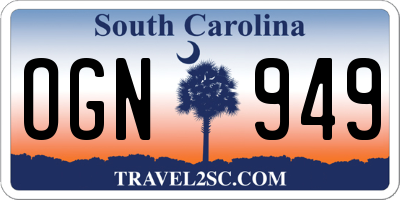 SC license plate OGN949