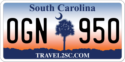 SC license plate OGN950