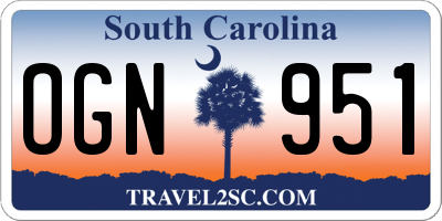 SC license plate OGN951
