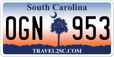 SC license plate OGN953