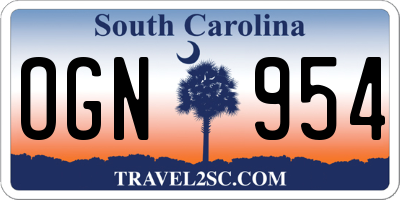 SC license plate OGN954