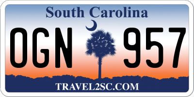 SC license plate OGN957