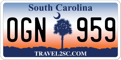 SC license plate OGN959