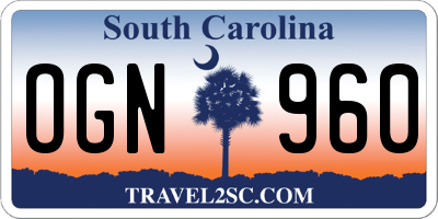 SC license plate OGN960