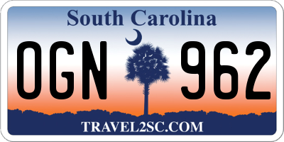 SC license plate OGN962