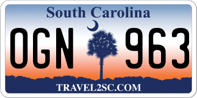 SC license plate OGN963