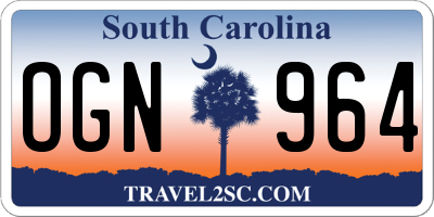 SC license plate OGN964