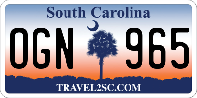 SC license plate OGN965