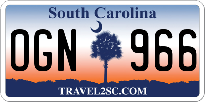 SC license plate OGN966