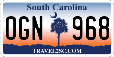SC license plate OGN968