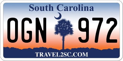 SC license plate OGN972