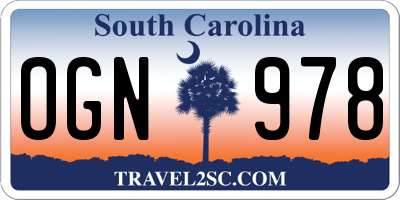 SC license plate OGN978