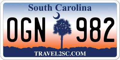 SC license plate OGN982