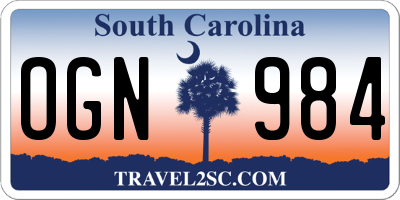 SC license plate OGN984