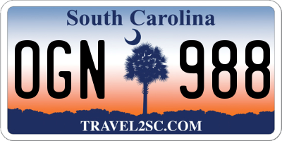SC license plate OGN988