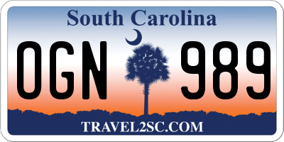 SC license plate OGN989