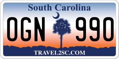 SC license plate OGN990