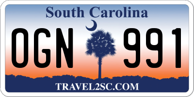 SC license plate OGN991