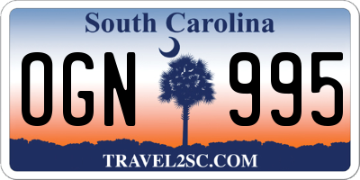 SC license plate OGN995