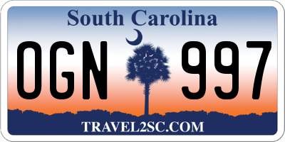 SC license plate OGN997