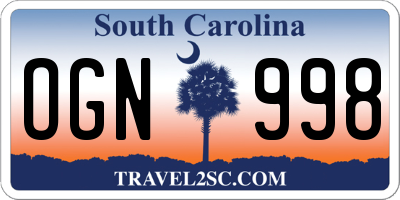SC license plate OGN998